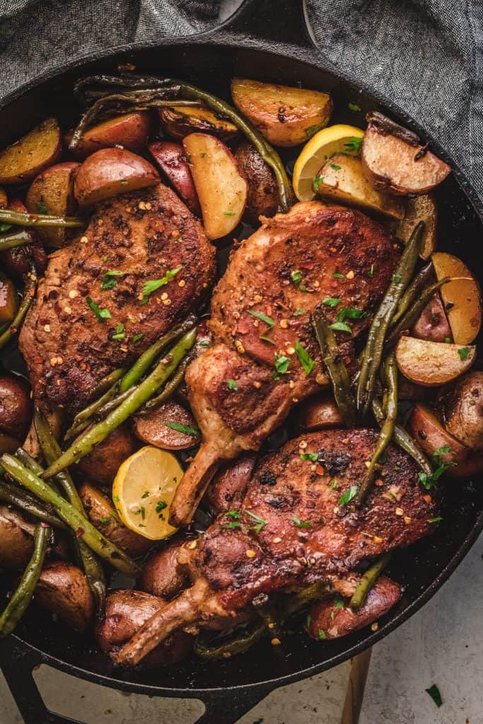 pork chops in cast iron skillet